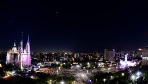 Histórico: Alak y Kicillof inauguraron la nueva iluminación y sonido de la Catedral de La Plata